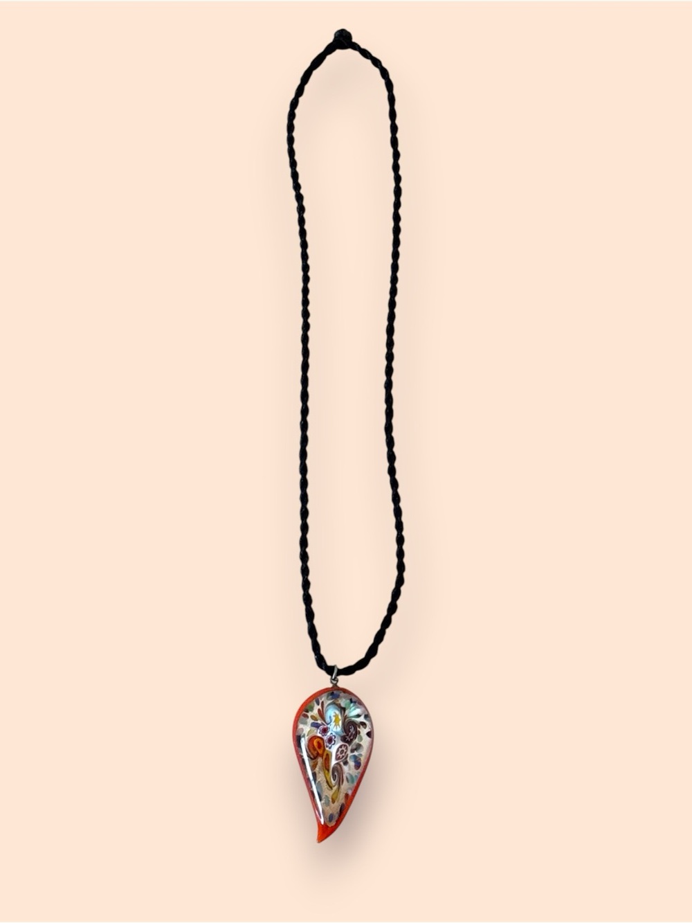 🛍️SALE🛍️ Glass Millefiori Teardrop Pendant Multicolor - Picture 4 of 5
